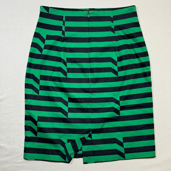 Pencil Skirt Women’s 6 Green Black Geometric Striped Business Work Professional - Picture 3 of 6